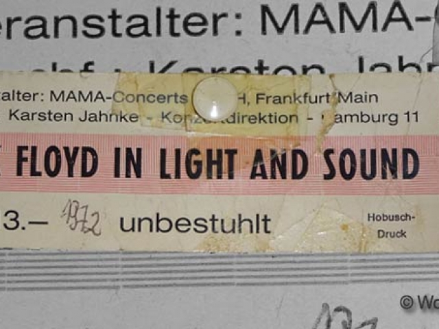 Pink Floyd 12.11.1972 Hamburg Ticket