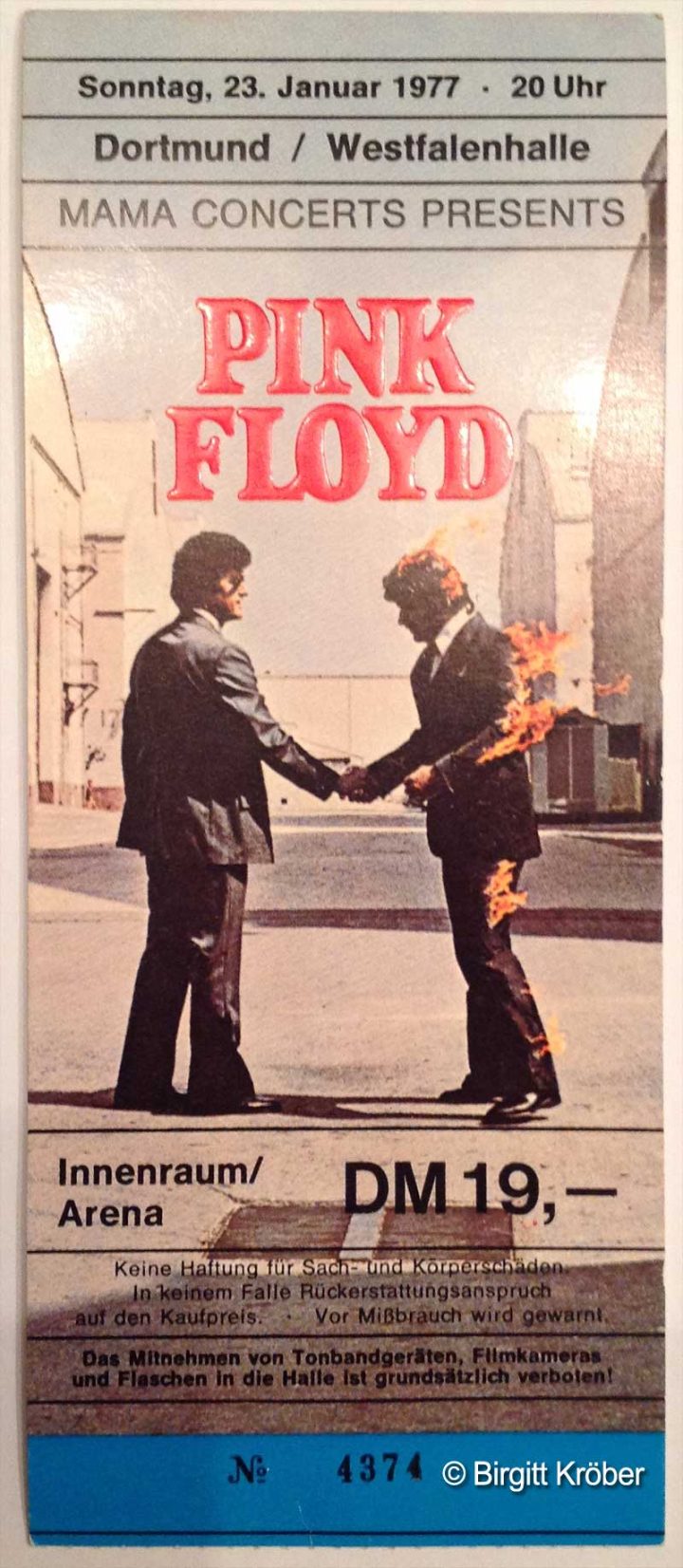 1977 Pink Floyd Dortmund Ticket