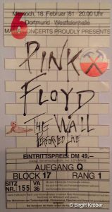 Pink Floyd 1981 Dortmund Ticket