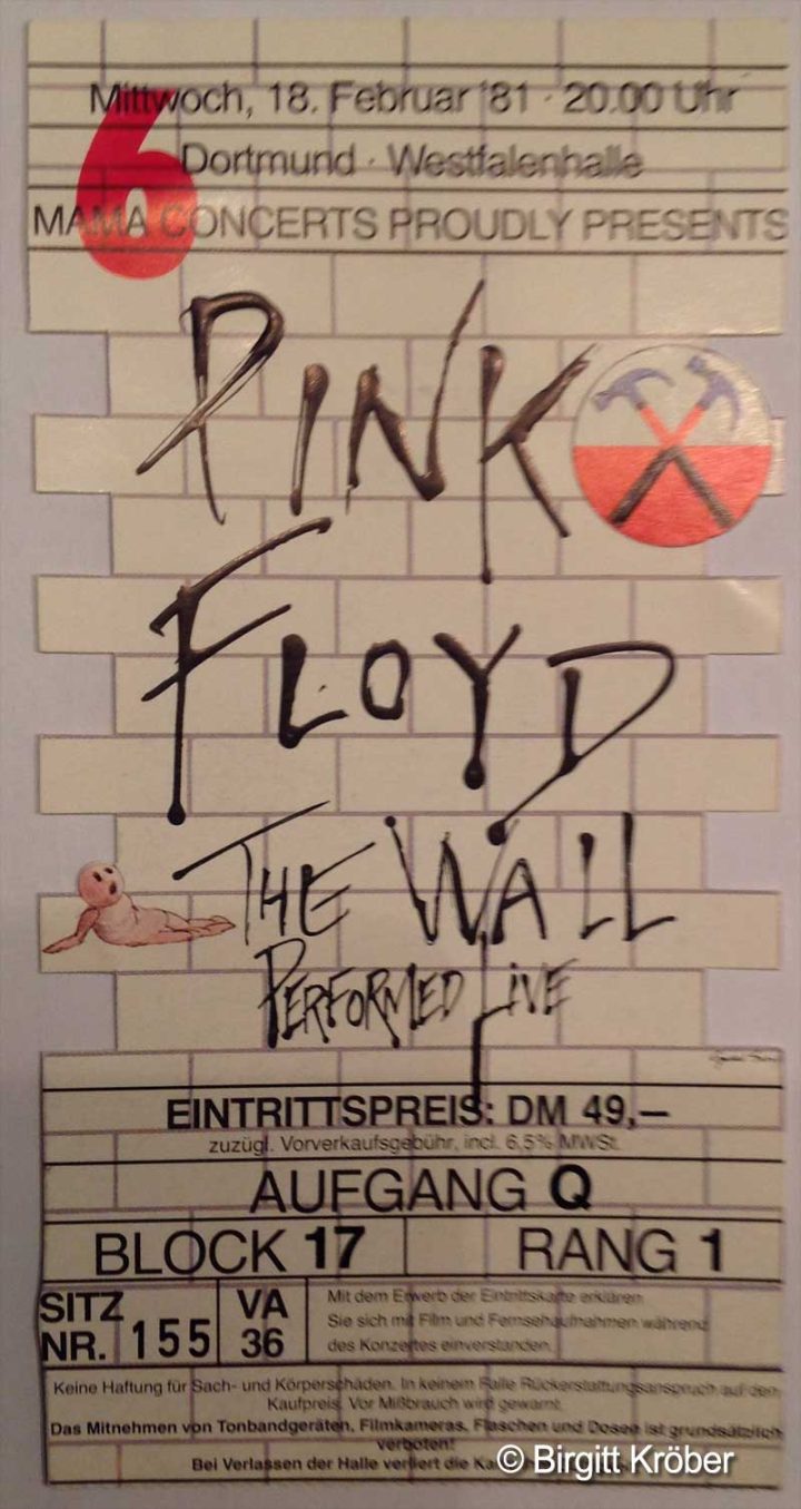 1981 Pink Floyd Dortmund Ticket