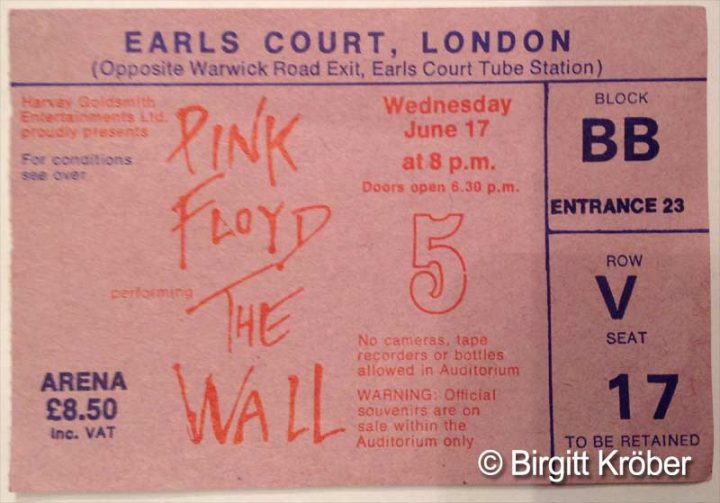 1981 Pink Floyd London Ticket
