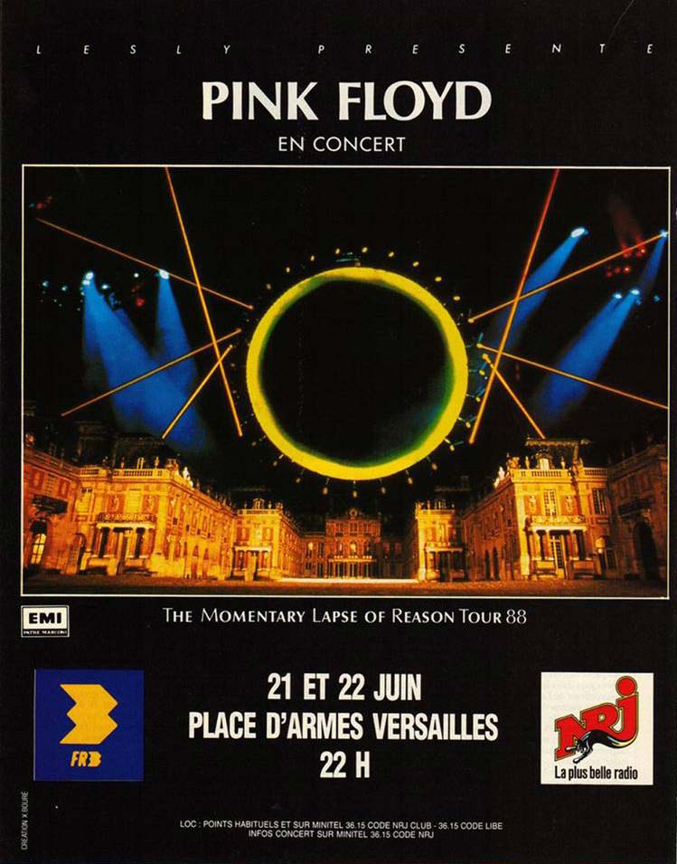 1988 Pink Floyd Versailles Poster