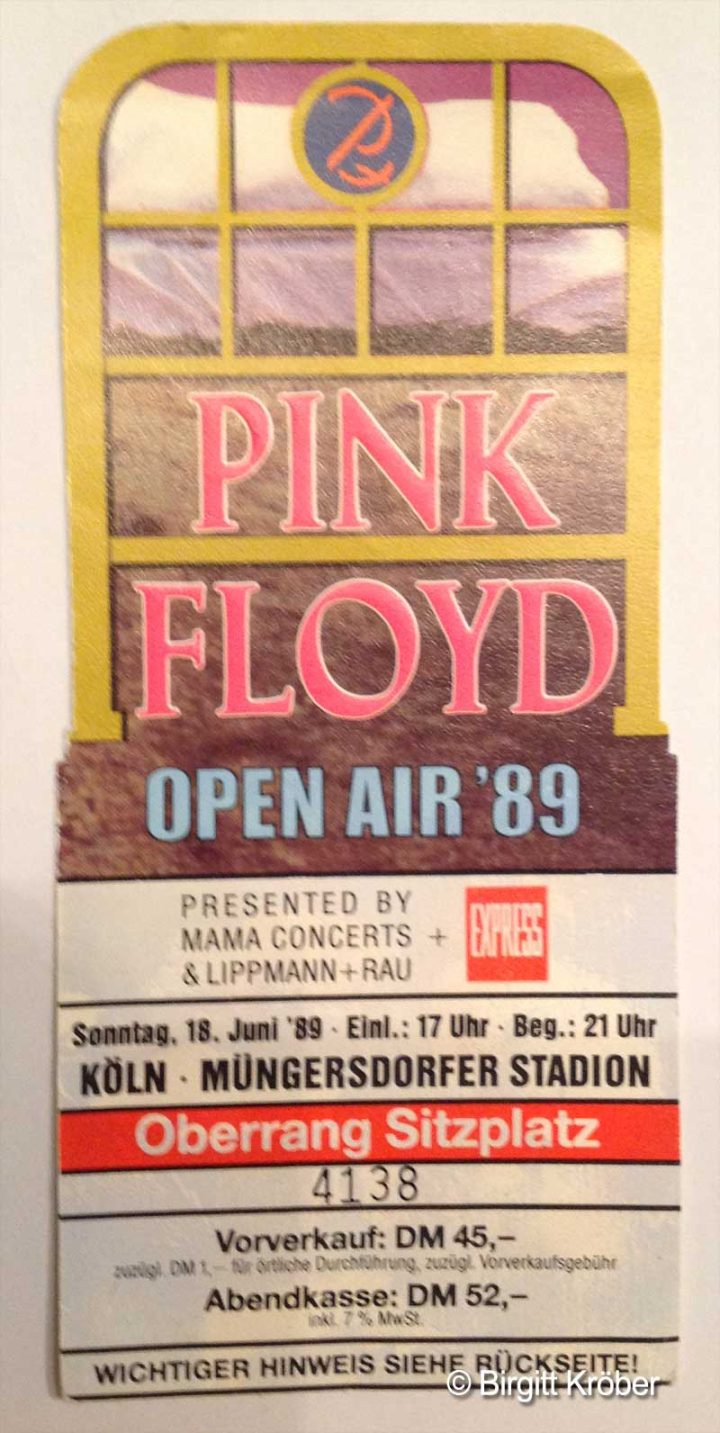 1989 Pink Floyd Köln Ticket