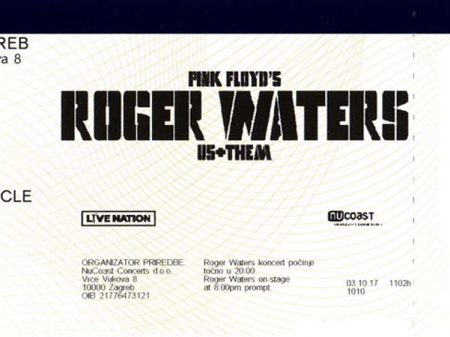 Roger Waters 6.5.2018 Zagreb, Ticket Arena Roger Waters 6.5.2018 Zagreb Arena