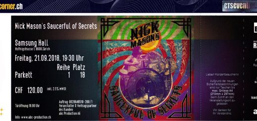 Nick Mason 2018 Zürich Ticket