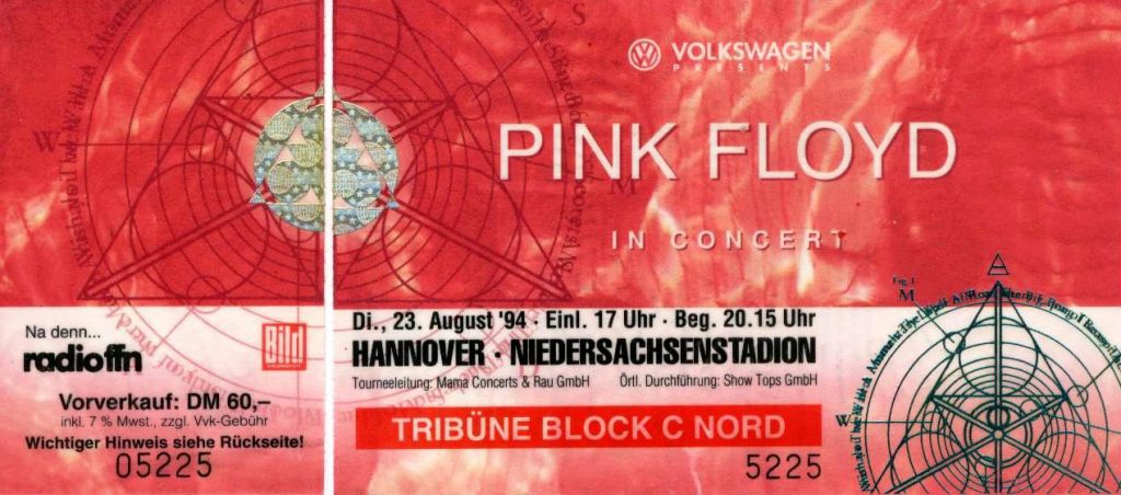 Pink Floyd 23.8.1994 Hannover (Ticket)