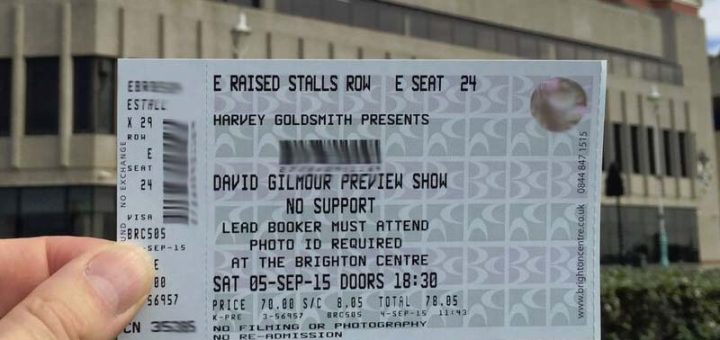 David Gilmour Brighton 5.9.2015 Ticket