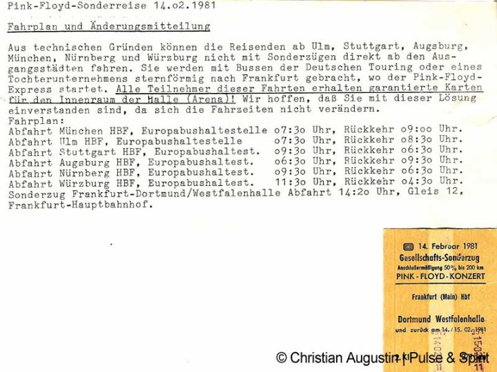 Pink Floyd 14.2.1981 Dortmund