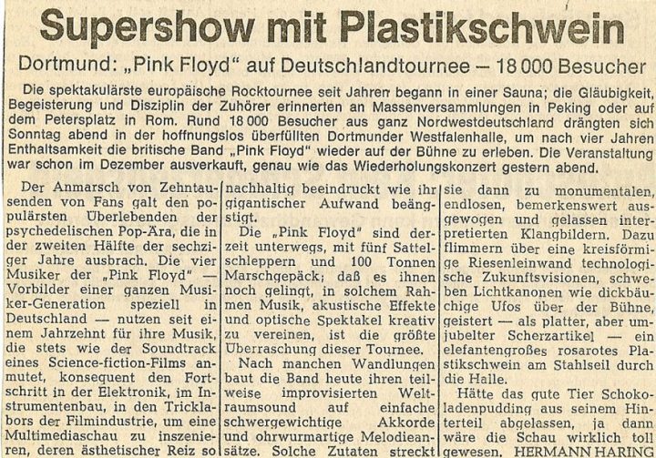 Pink Floyd 1977 in Dortmund